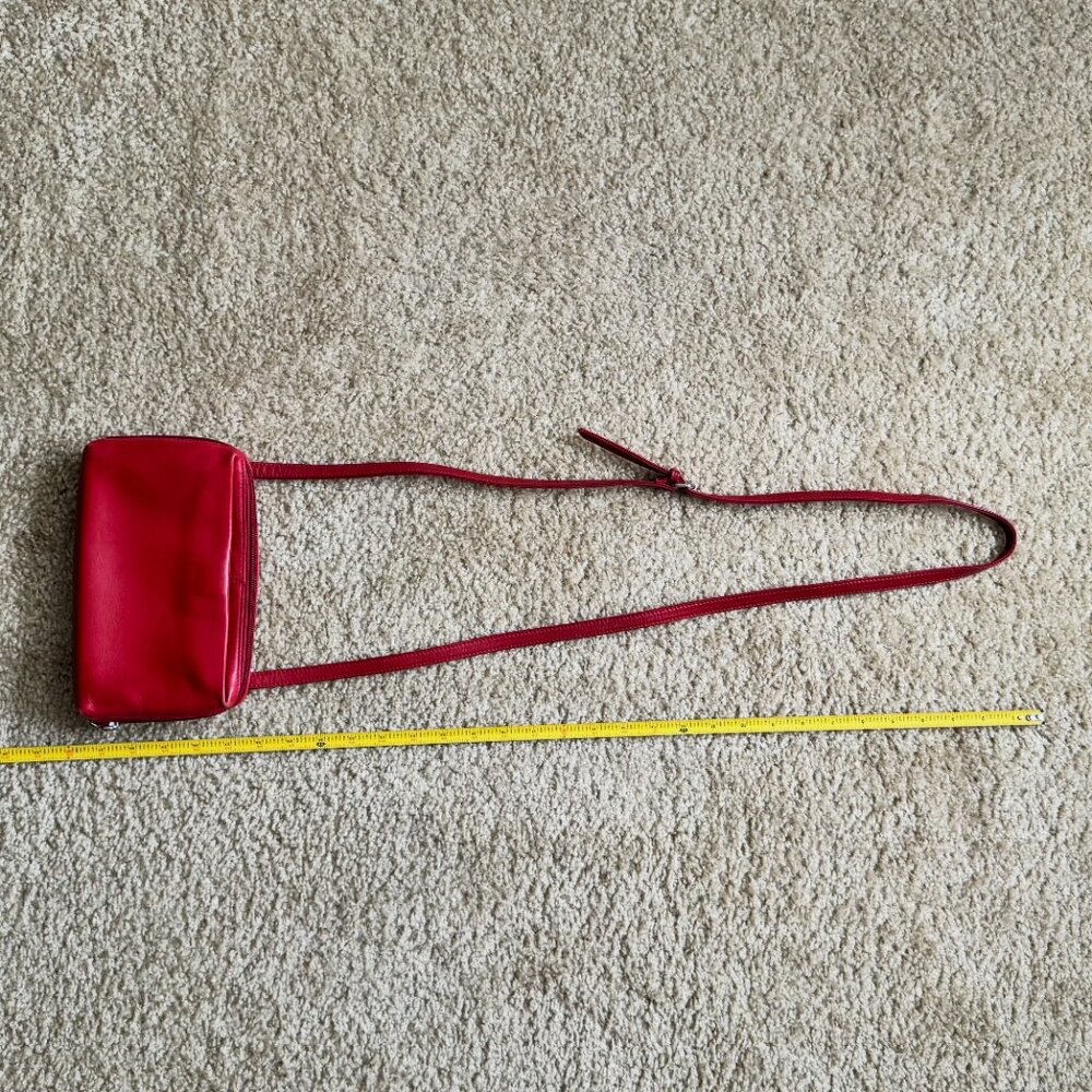 HOBO Red Leather Crossbody Wallet Organizer Zip-Around Mini Bag - Picture 13 of 13
